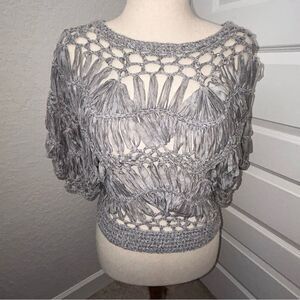 Nicole Sabbattini Crochet Open Knit Pull Over Sweater Top